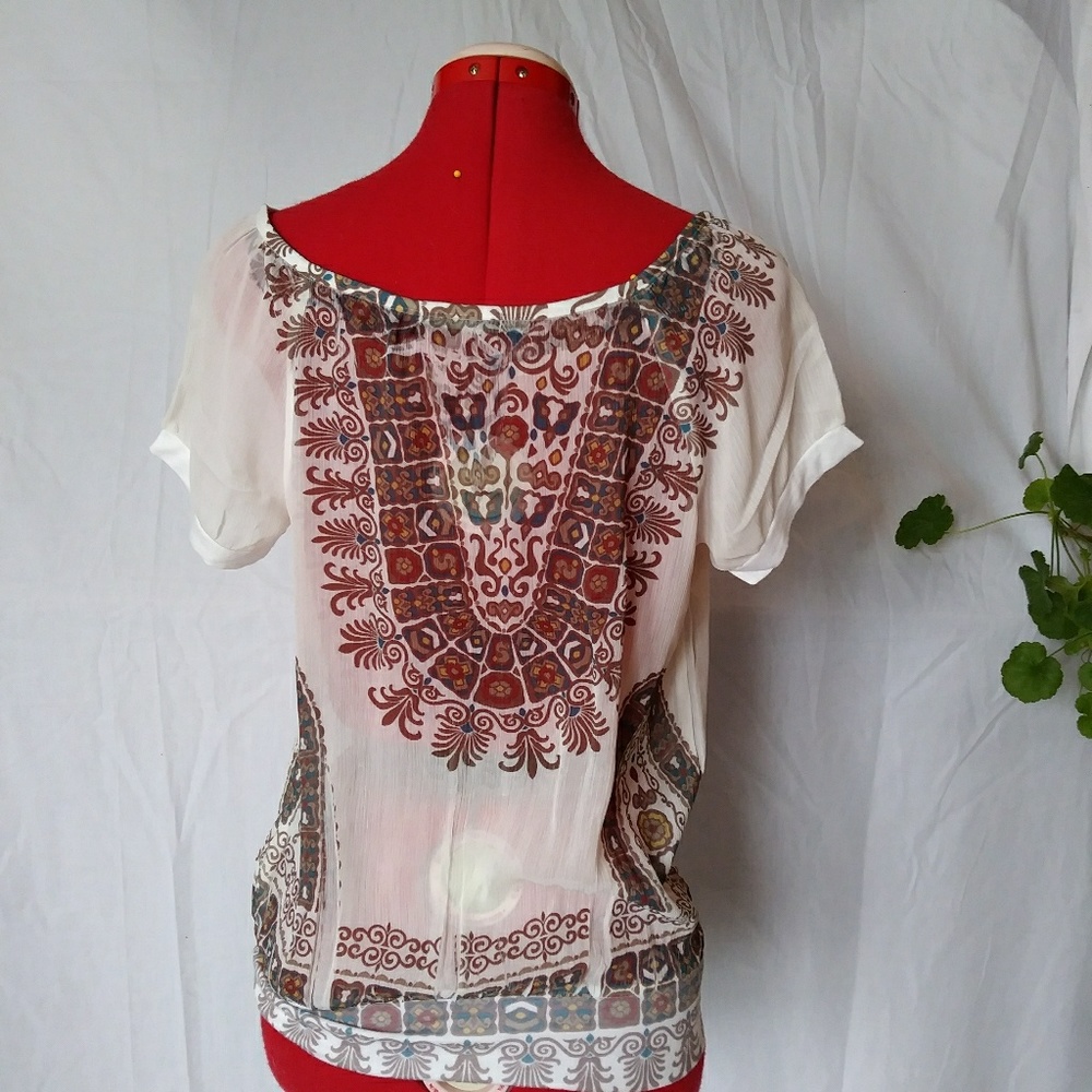 Hippie Gauzy Top, Dashiki Top, Boho Tee, bohemian - Picture 3 of 6